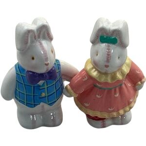 Russ 1990s Cottontail Cuties Bunny Salt Pepper Shakers Easter Ceramic Set
